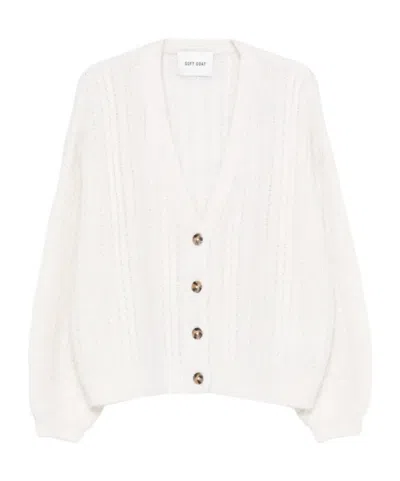 Soft Goat Buttoned Cardigan In White