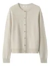 Soft Goat Buttoned Round-neck Cardigan In Neutral