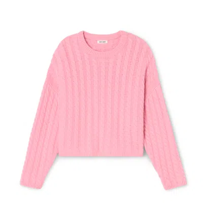 Soft Goat Cable-knit Crewneck Sweater In Pink