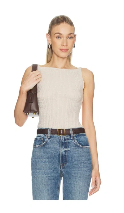 Soft Goat Cable Knit Singlet Top In Neutral