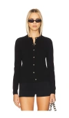 Soft Goat Buttoned Crew Neck Sweater In Black