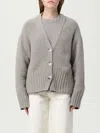 Soft Goat Cashmere V-necked Cardigan In Gray