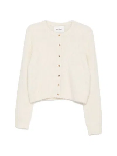 Soft Goat Cardigan With Brushed Effect In White