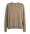 Soft Goat Cashmere Boyfriend Crew-neck Sweater In Green