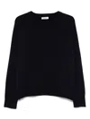Soft Goat Cashmere Boyfriend Crewneck Jumper In Black