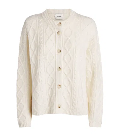 Soft Goat Cashmere Cable-knit Cardigan In Gold