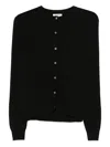 Soft Goat Buttoned Crew Neck Sweater In Black