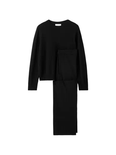 Soft Goat Cashmere Crew Neck Sweater In Black