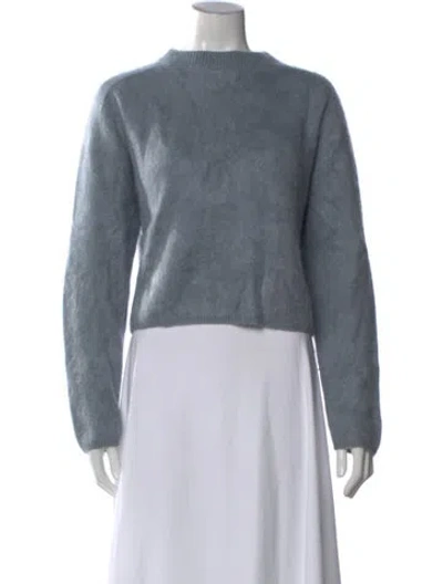 Pre-owned Soft Goat Cashmere Crew Neck Sweater In Blue