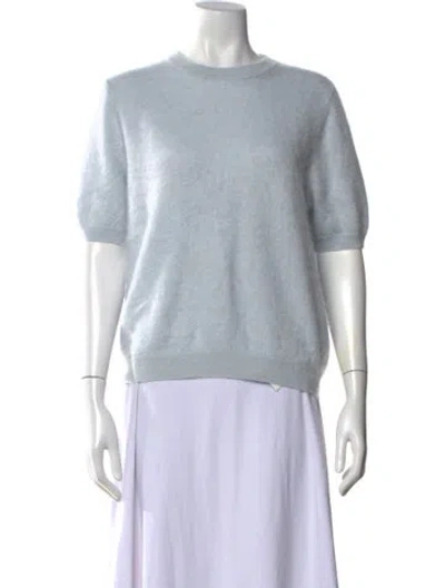 Pre-owned Soft Goat Cashmere Crew Neck Sweater In Blue