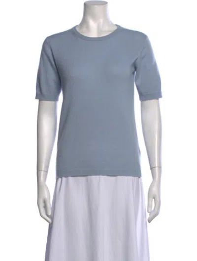 Pre-owned Soft Goat Cashmere Crew Neck Sweater In Blue