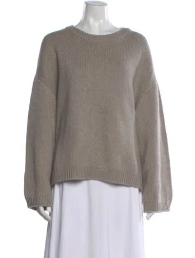 Pre-owned Soft Goat Cashmere Crew Neck Sweater In Gray
