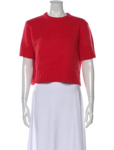 Pre-owned Soft Goat Cashmere Crew Neck Sweater In Red