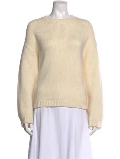 Pre-owned Soft Goat Cashmere Crew Neck Sweater In White
