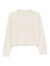 Soft Goat Cashmere Crewneck Jumper In Neutral