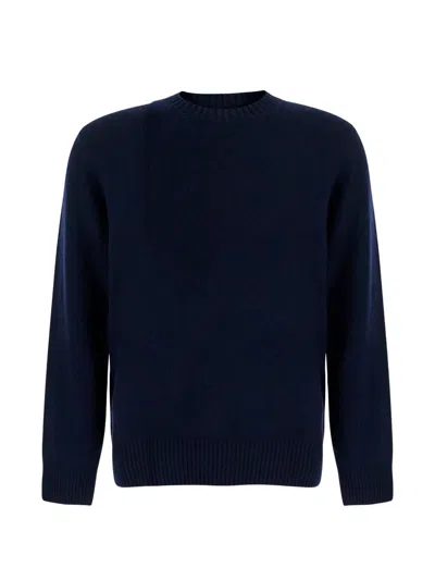 Soft Goat Cashmere Crew-neck Sweater In Blue