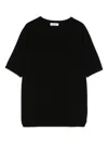 Soft Goat Cashmere Crewneck Top In Black