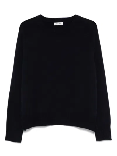 Soft Goat Cashmere Boyfriend Crewneck Sweater In Black
