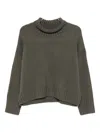 Soft Goat Roll-neck Ribbed Sweater In Green