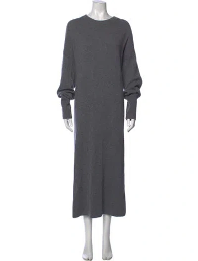 Pre-owned Soft Goat Cashmere Long Dress In Grey