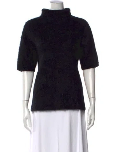 Pre-owned Soft Goat Cashmere Mock Neck Sweater In Black