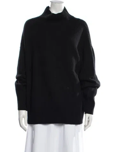 Pre-owned Soft Goat Cashmere Mock Neck Sweater In Black