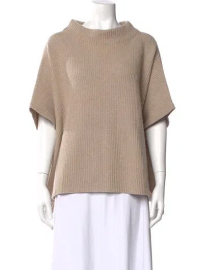 Pre-owned Soft Goat Cashmere Mock Neck Sweater In Brown