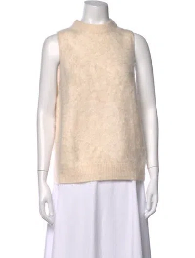 Pre-owned Soft Goat Cashmere Mock Neck Sweater In Neutrals