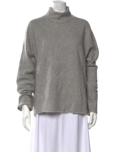 Pre-owned Soft Goat Cashmere Mock Neck Sweater W/ Tags In Grey