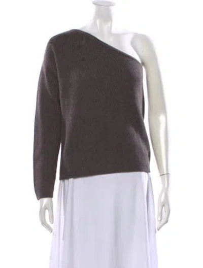 Pre-owned Soft Goat Cashmere One-shoulder Sweater In Grey