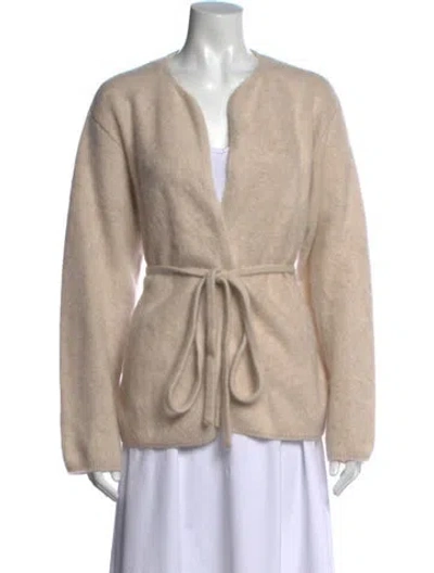 Pre-owned Soft Goat Cashmere Open Front Sweater In Neutral