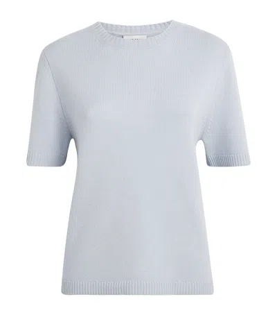 Soft Goat Cashmere Oversized Short-sleeve Sweater In Blue