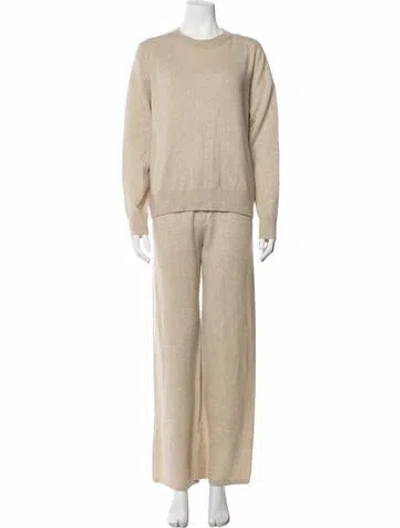Pre-owned Soft Goat Cashmere Pant Set W/ Tags In Neutrals