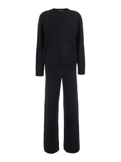 Soft Goat Cashmere Pant Suit In Black