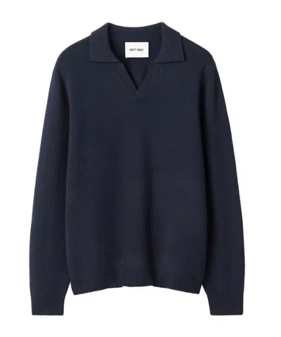Soft Goat Cashmere Polo Sweater In Blue