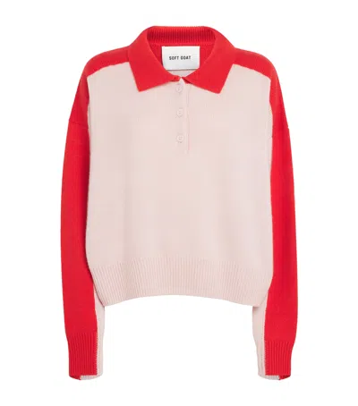 Soft Goat Cashmere Polo-neck Sweater In Pink
