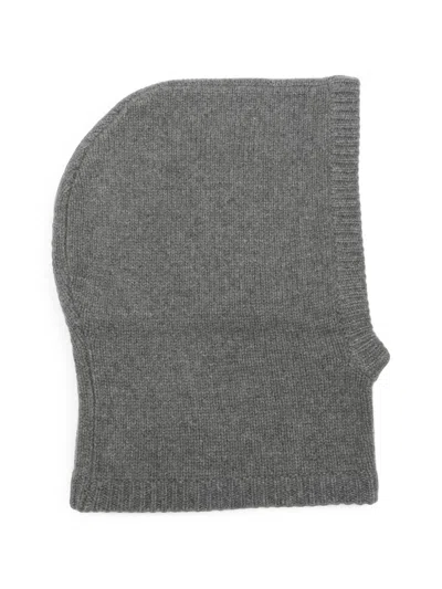 Soft Goat Cashmere Ribbed Balaclava In Gray