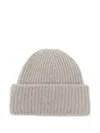 Soft Goat Cashmere Ribbed Beanie In Gray