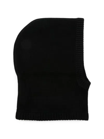 Soft Goat Cashmere Ribbed-knit Balaclava In Black
