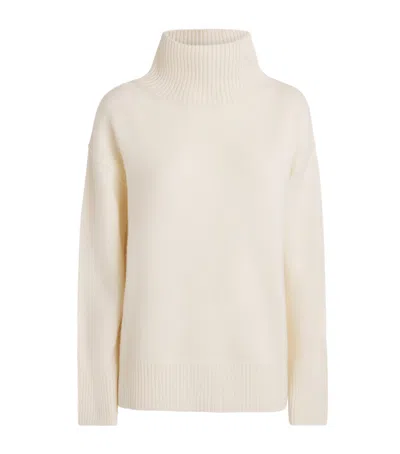 Soft Goat Cashmere Rollneck Boyfriend Sweater In White