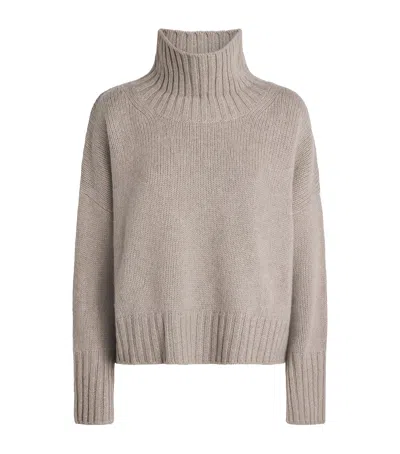 Soft Goat Cashmere Rollneck Girlfriend Sweater In Metallic
