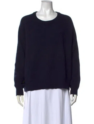 Pre-owned Soft Goat Cashmere Scoop Neck Sweater In Blue