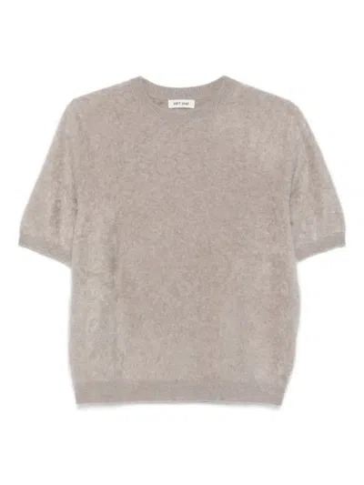 Soft Goat Cashmere Short Sleeve Sweater In Gray