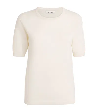 Soft Goat Cashmere Short-sleeve Sweater In White
