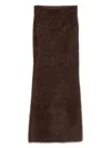 Soft Goat Long Mocha-coloured Brushed Cashmere Skirt In Brown