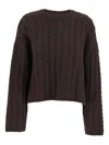 Soft Goat Brown Cropped Crewneck Knit Sweater