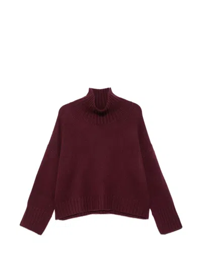 Soft Goat Cashmere Turtle-neck Sweater In Burgundy