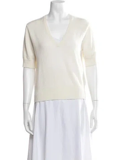 Pre-owned Soft Goat Cashmere V-neck Sweater In Blue