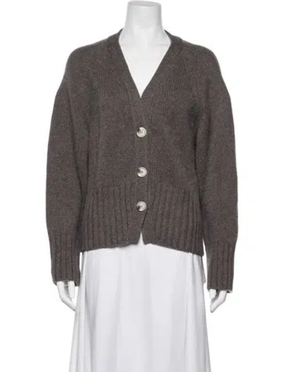 Pre-owned Soft Goat Cashmere V-neck Sweater In Gray