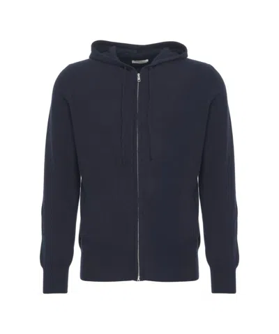 Soft Goat Cashmere Zip-up Sweatshirt In Blue